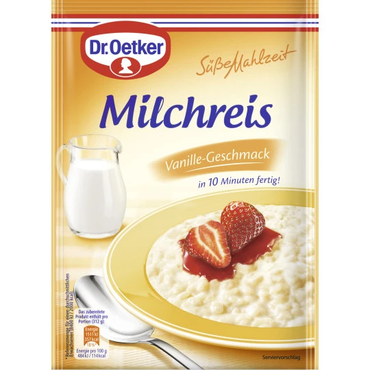 Dr. Oetker Milchreis Mit Vanille-Geschmack 125G 1 Dr. Oetker Milchreis Mit Vanille-Geschmack 125G