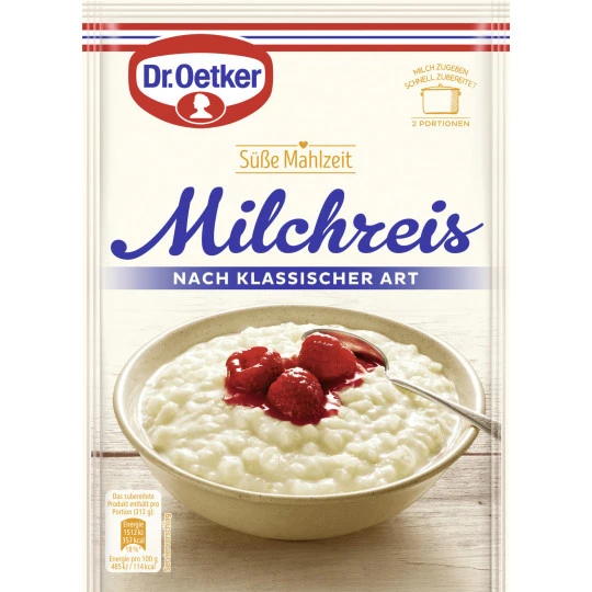 Dr. Oetker Süße Mahlzeit Milchreis Klassische Art 125G 1 Dr. Oetker Süße Mahlzeit Milchreis Klassische Art 125G