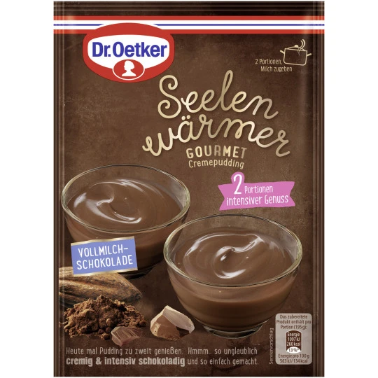 Dr. Oetker Seelenwärmer Gourmet Cremepudding Vollmilch Schokolade 90G 1 Dr. Oetker Seelenwärmer Gourmet Cremepudding Vollmilch Schokolade 90G
