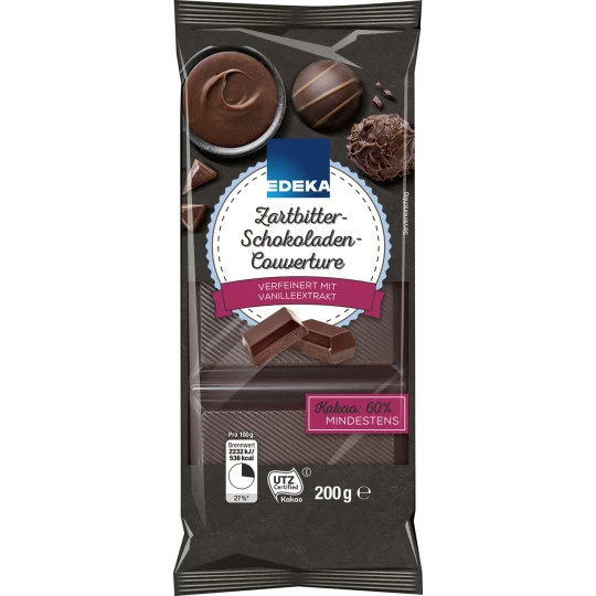 Zartbitter Schokoladen Couverture 200G 1 Zartbitter Schokoladen Couverture 200G