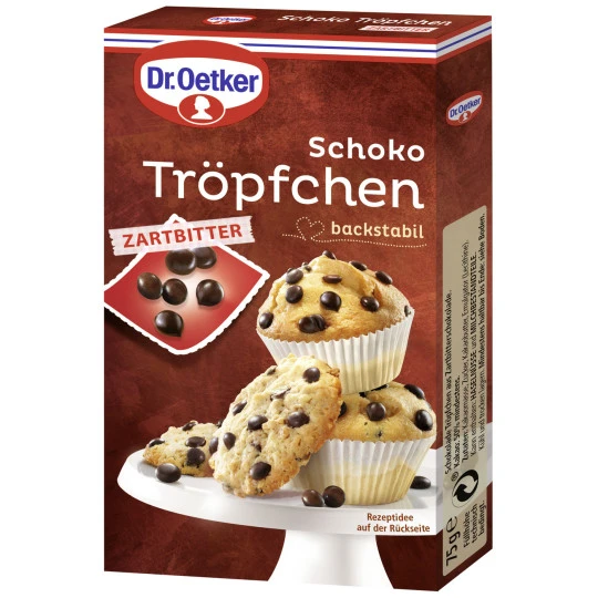Dr. Oetker Schoko Tröpfchen Zartbitter 75G 1 Dr. Oetker Schoko Tröpfchen Zartbitter 75G